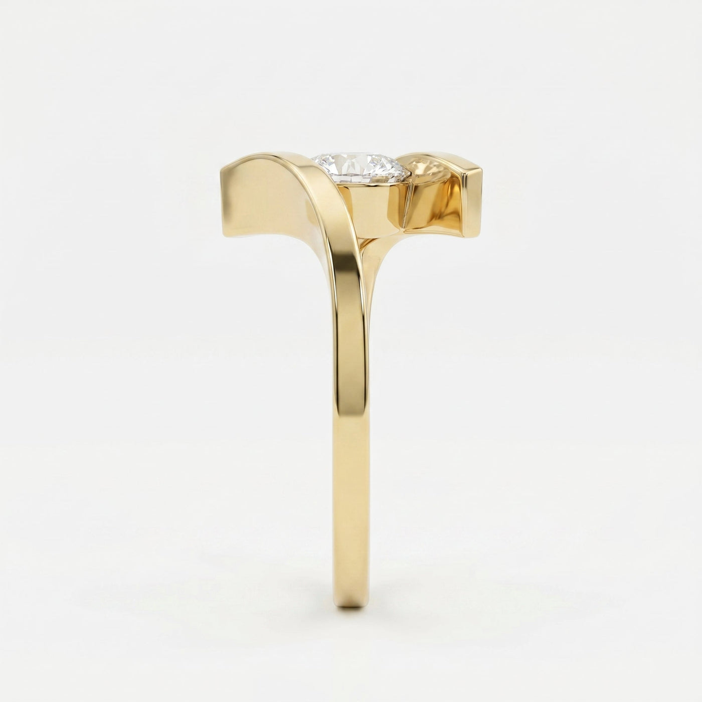 Contemporary Twisted Bypass Diamond Ring, view 4