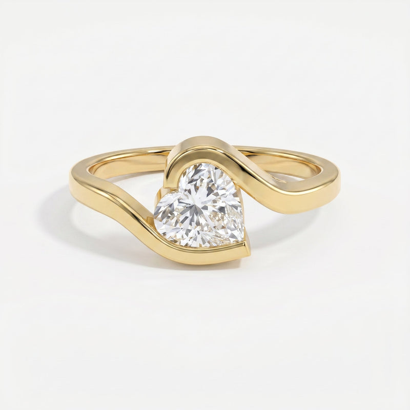 Modern Geometric Diamond Solitaire Engagement Ring, view 1