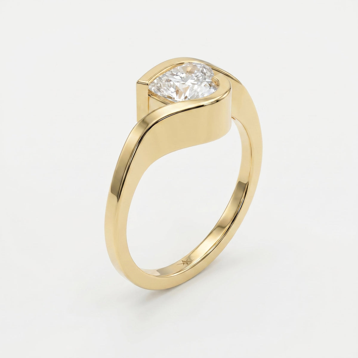 Modern Geometric Diamond Solitaire Engagement Ring, view 3