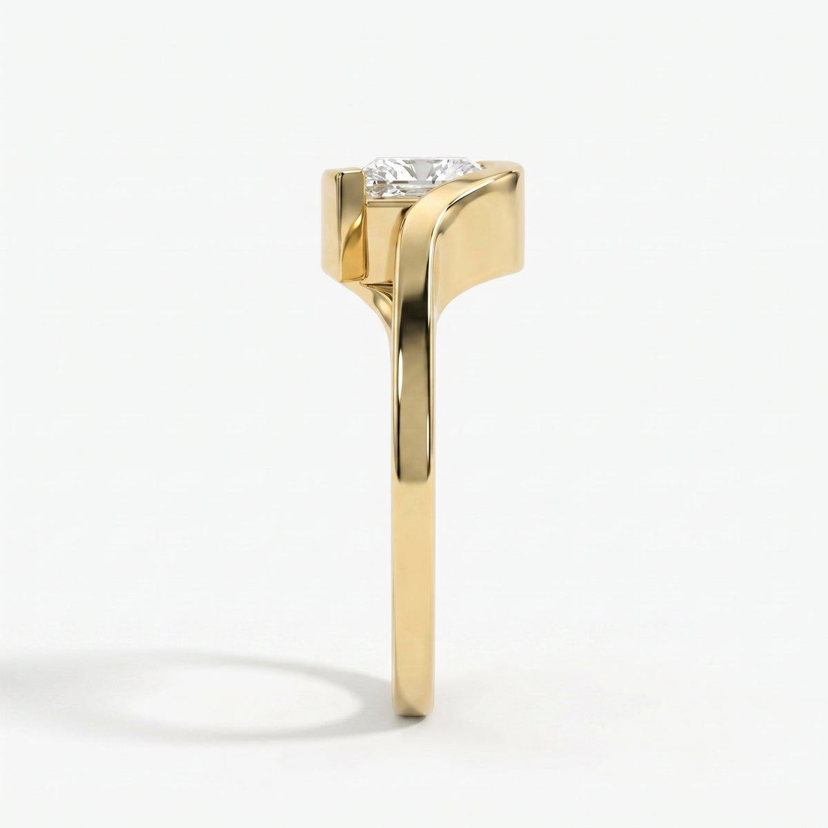 Modern Geometric Diamond Solitaire Engagement Ring, view 4