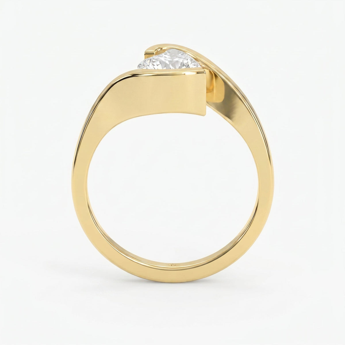 Modern Geometric Diamond Solitaire Engagement Ring, view 5