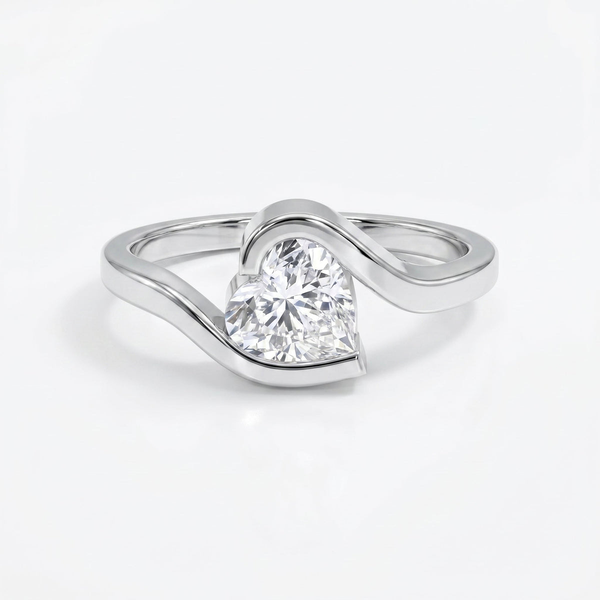 Modern Geometric Diamond Solitaire Engagement Ring, view 6
