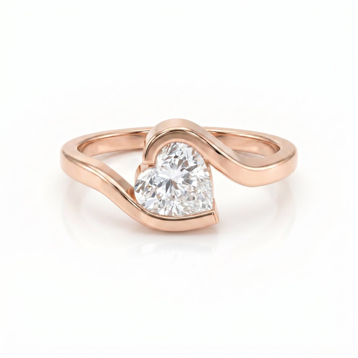 Modern Geometric Diamond Solitaire Engagement Ring, view 7