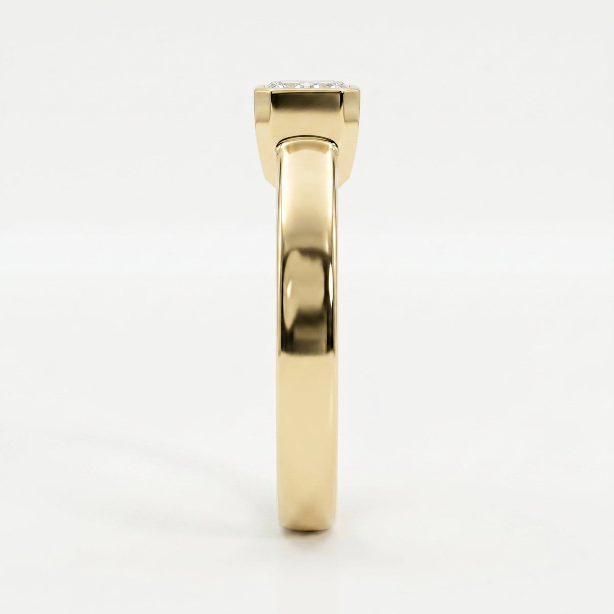 Bar Channel Setting Emerald Shape Diamond Solitaire Ring, view 4