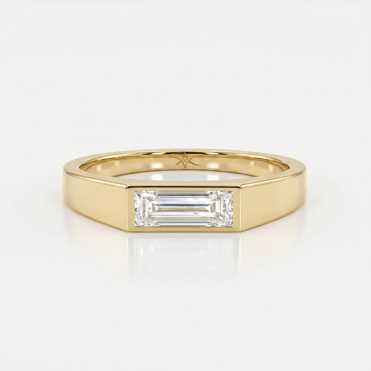 Bar Channel Setting Baguette Shape Diamond Solitaire Ring, view 1
