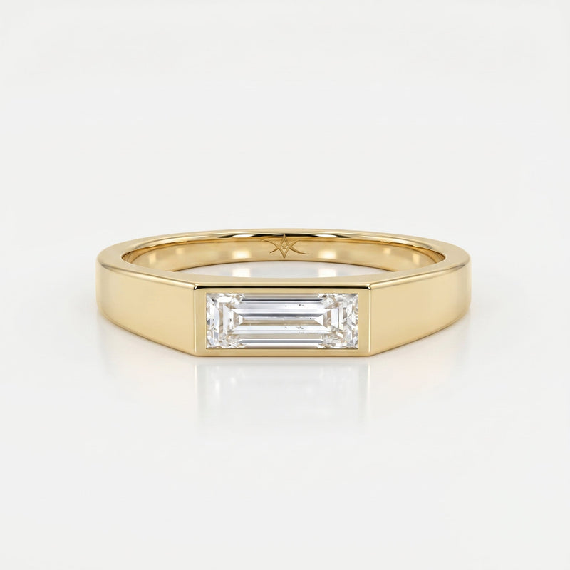 Bar Channel Setting Baguette Shape Diamond Solitaire Ring, view 1