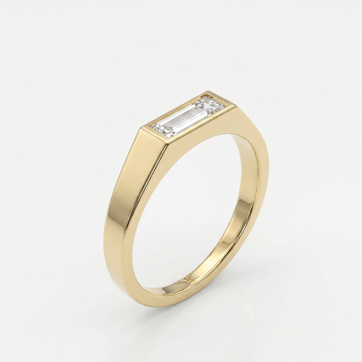 Bar Channel Setting Baguette Shape Diamond Solitaire Ring, view 3