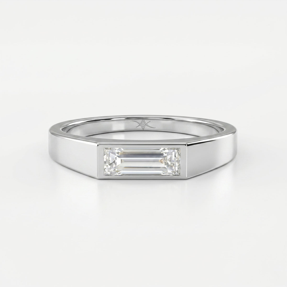 Bar Channel Setting Baguette Shape Diamond Solitaire Ring, view 7
