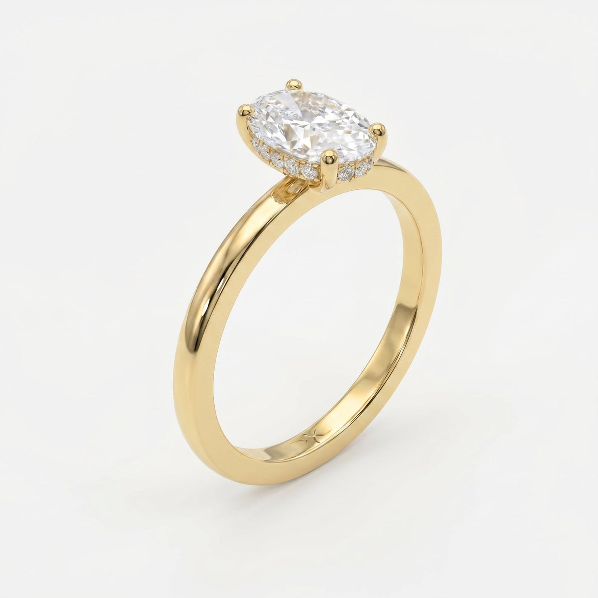 Vellore Aura Oval Brilliant Hidden Halo Ring, view 3