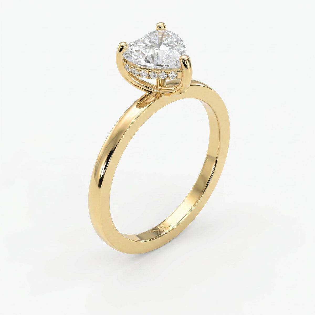 Amour Whisper Heart Brilliant Hidden Halo Ring, view 3