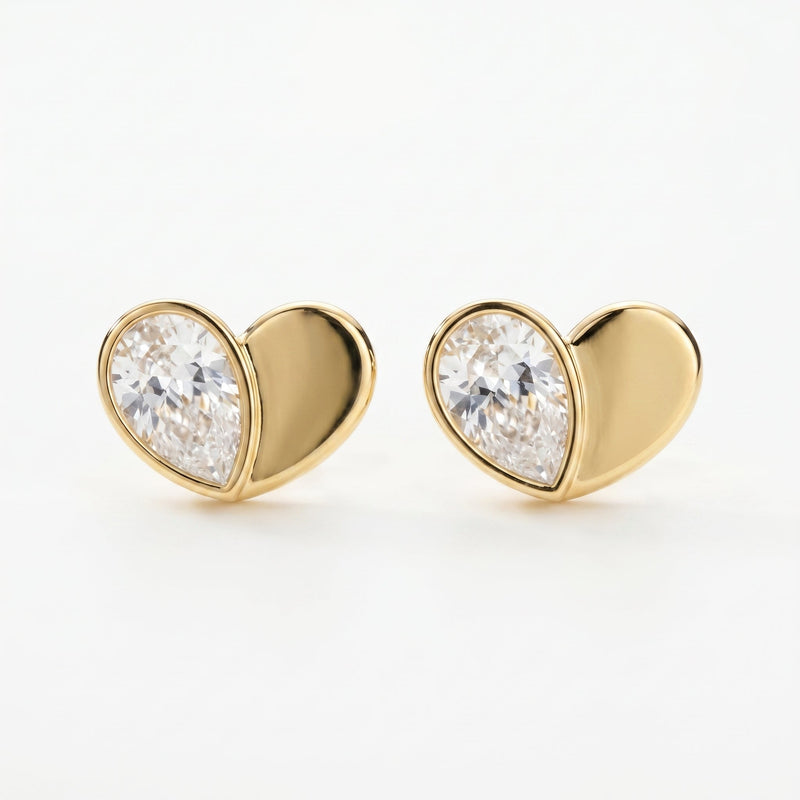 Heart Shape Earrings with Pear-Shaped Diamond Fashion Earring, view 1