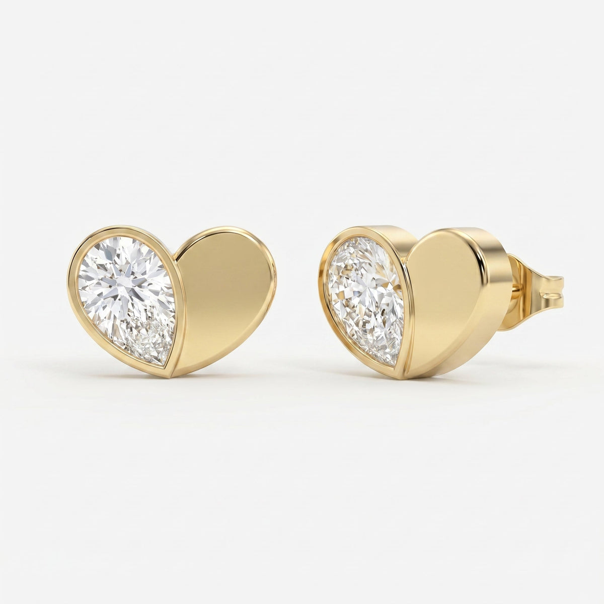 Heart Shape Earrings with Pear-Shaped Diamond Fashion Earring, view 3