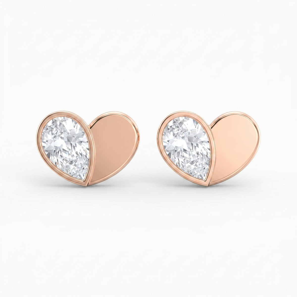 Heart Shape Earrings with Pear-Shaped Diamond Fashion Earring, view 5