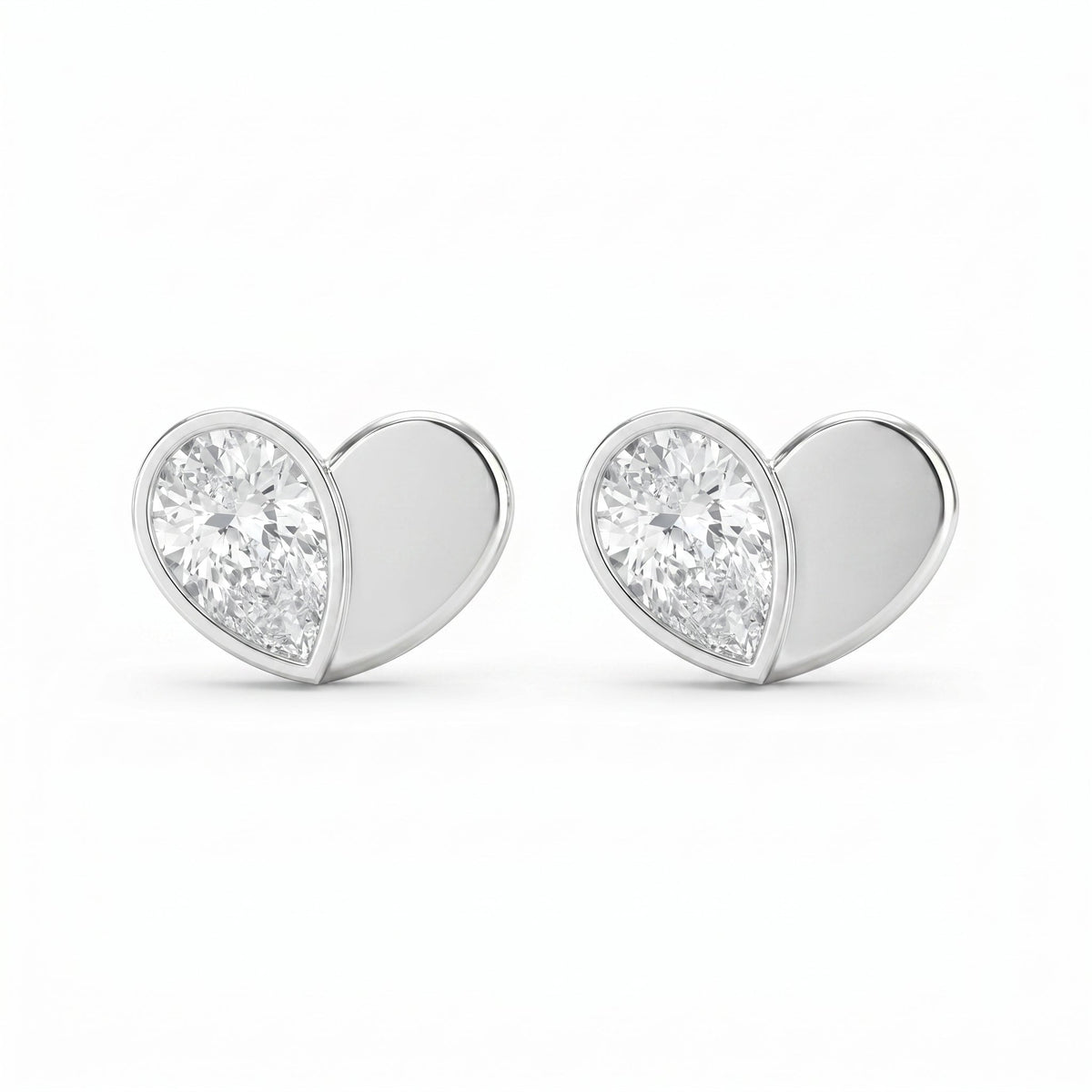 Heart Shape Earrings with Pear-Shaped Diamond Fashion Earring, view 4