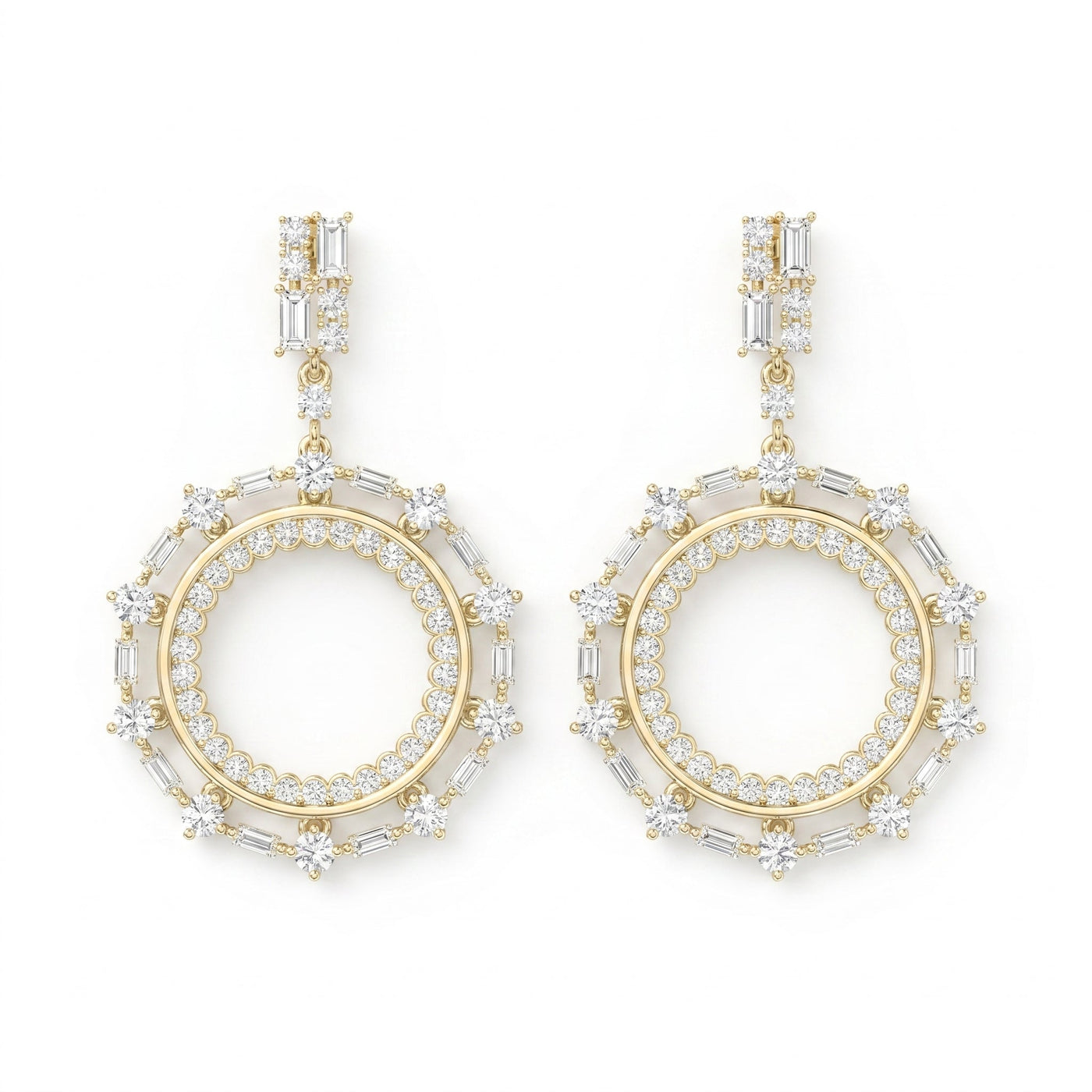 Diamond Circle Chandelier Fashion Earrings, view 1