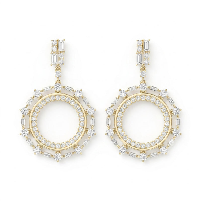 Diamond Circle Chandelier Fashion Earrings, view 1
