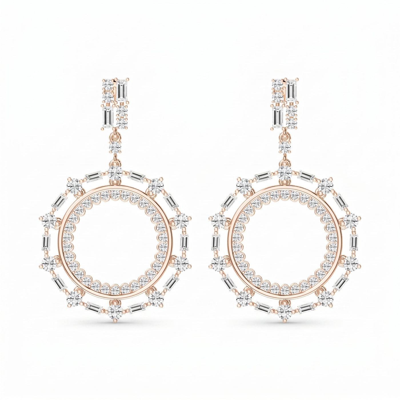 Diamond Circle Chandelier Fashion Earrings, view 5