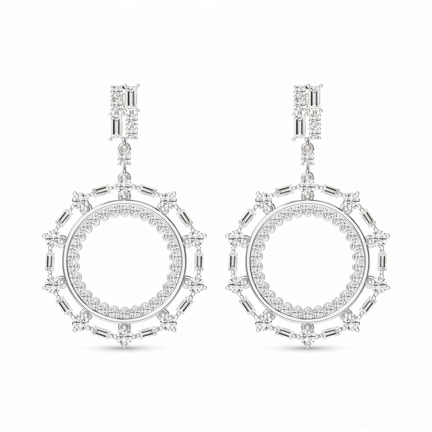 Diamond Circle Chandelier Fashion Earrings, view 3
