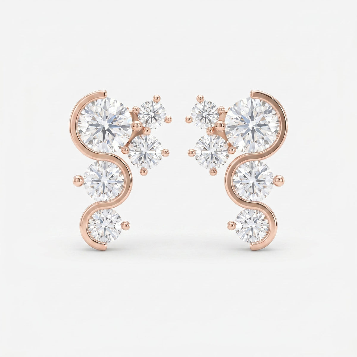 Celestial Strea Round Diamond Fashion Earrings, view 5