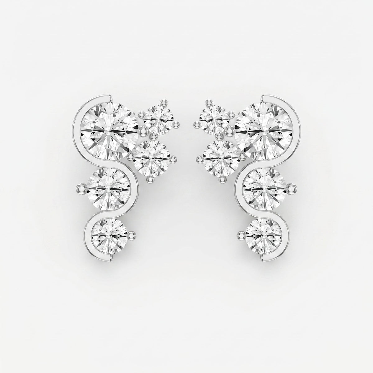 Celestial Strea Round Diamond Fashion Earrings, view 6
