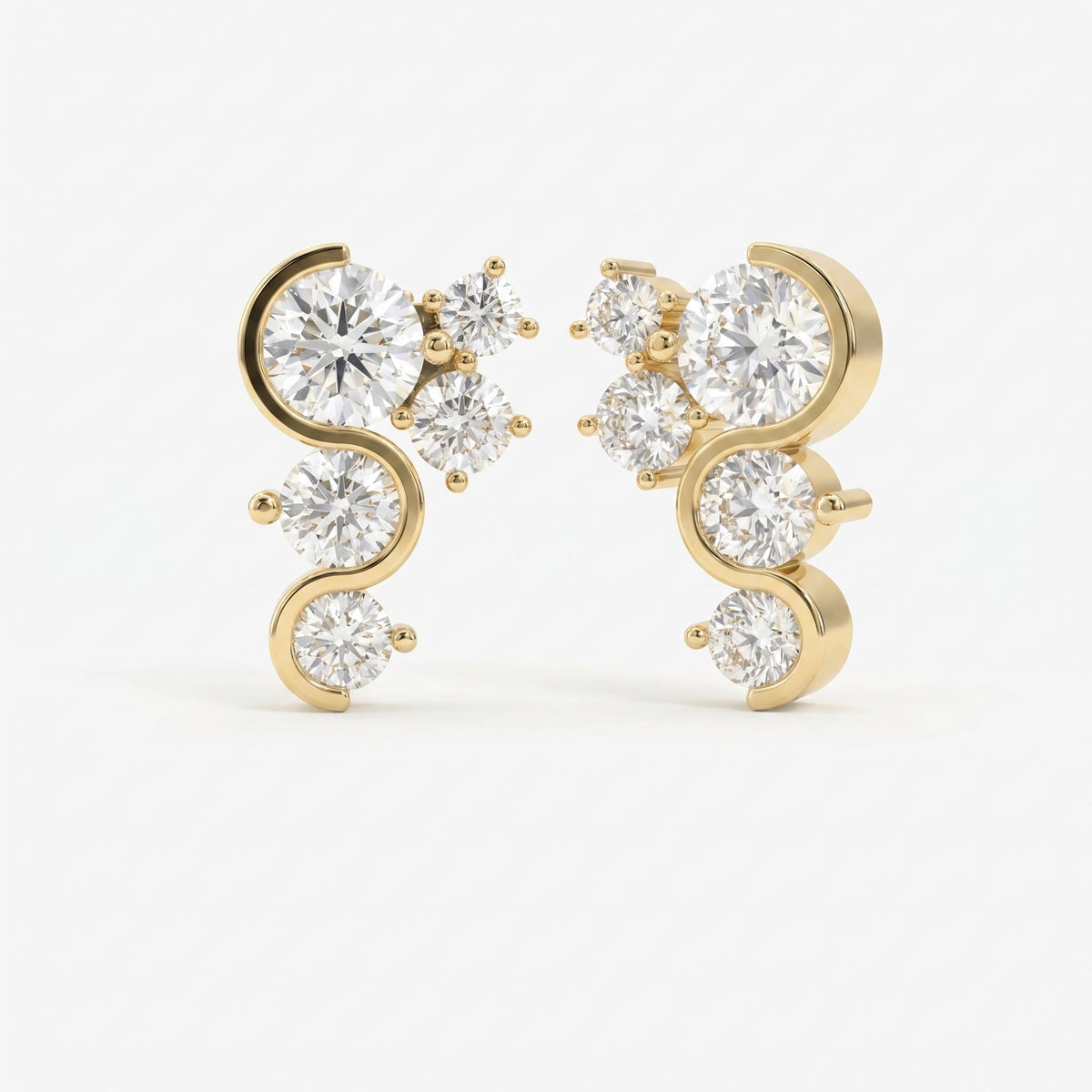 Celestial Strea Round Diamond Fashion Earrings, view 3