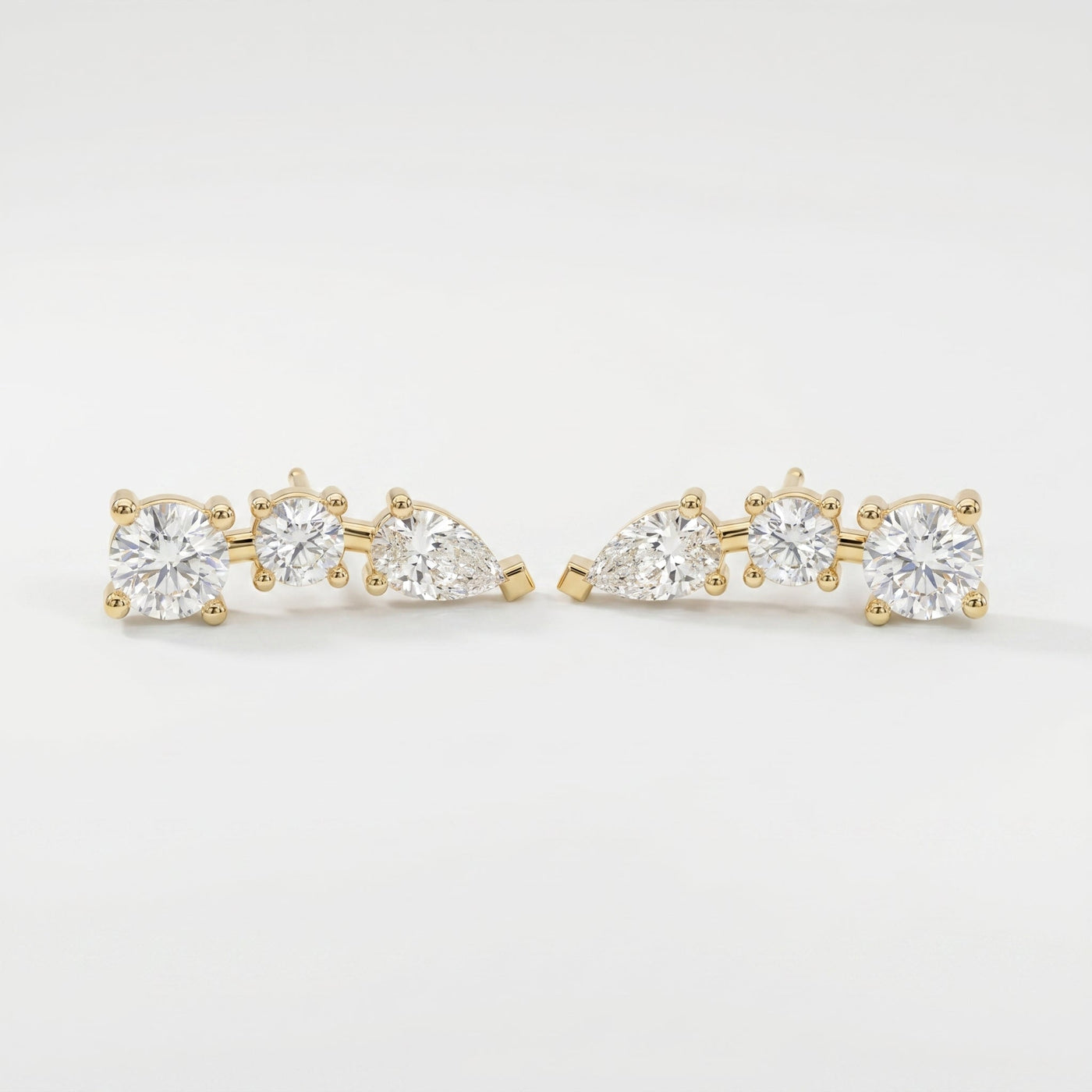 Pear & Round Diamond Cluster Design Fashion Earrings, view 1