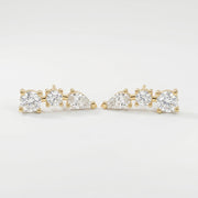 Pear & Round Diamond Cluster Design Fashion Earrings, view 1