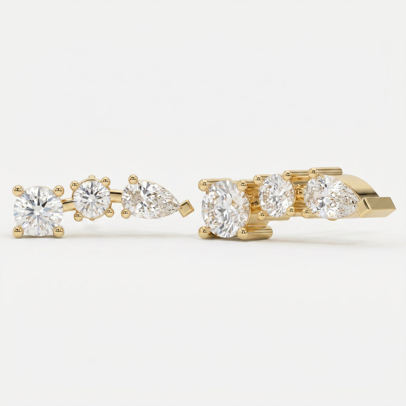 Pear & Round Diamond Cluster Design Fashion Earrings, view 6