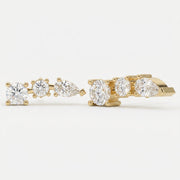 Pear & Round Diamond Cluster Design Fashion Earrings, view 6