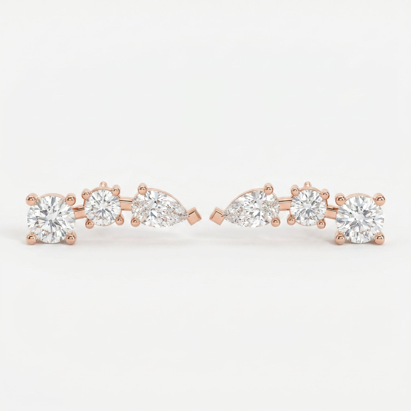 Pear & Round Diamond Cluster Design Fashion Earrings, view 5