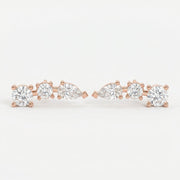 Pear & Round Diamond Cluster Design Fashion Earrings, view 5