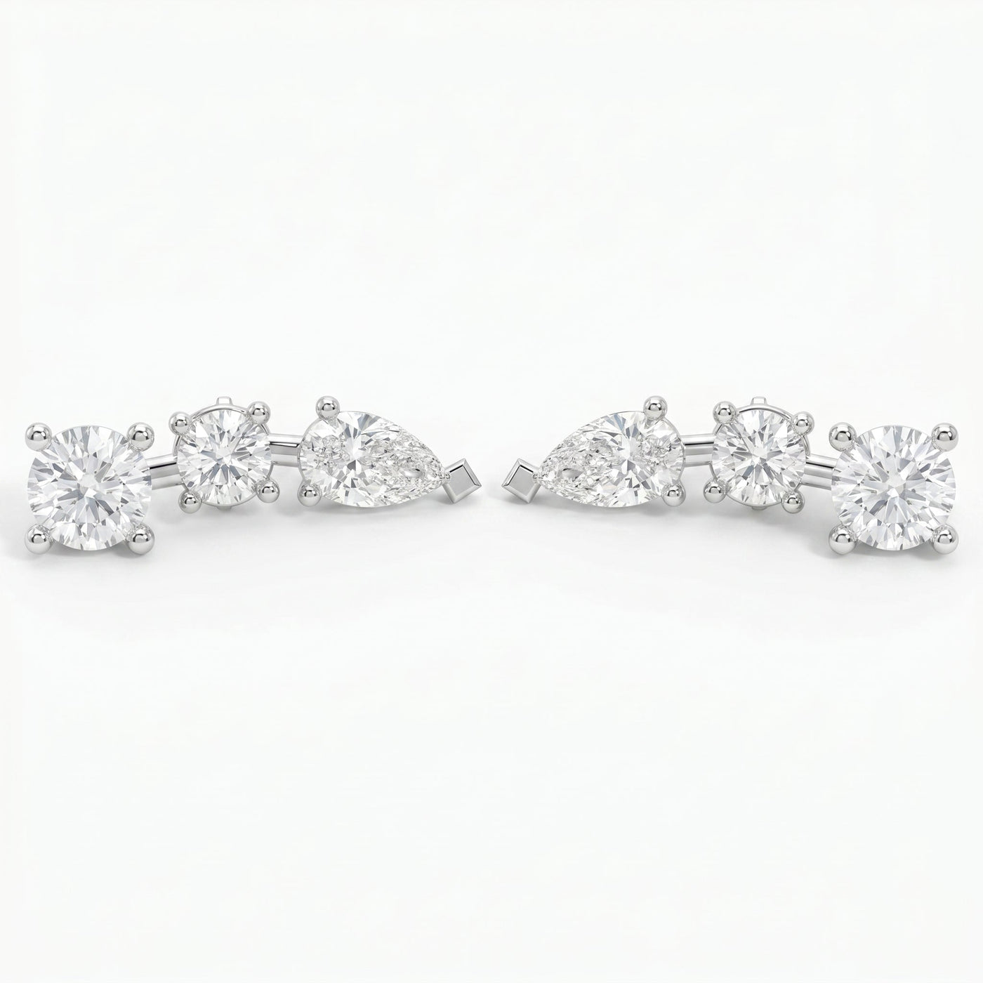 Pear & Round Diamond Cluster Design Fashion Earrings, view 3
