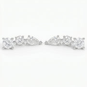 Pear & Round Diamond Cluster Design Fashion Earrings, view 3