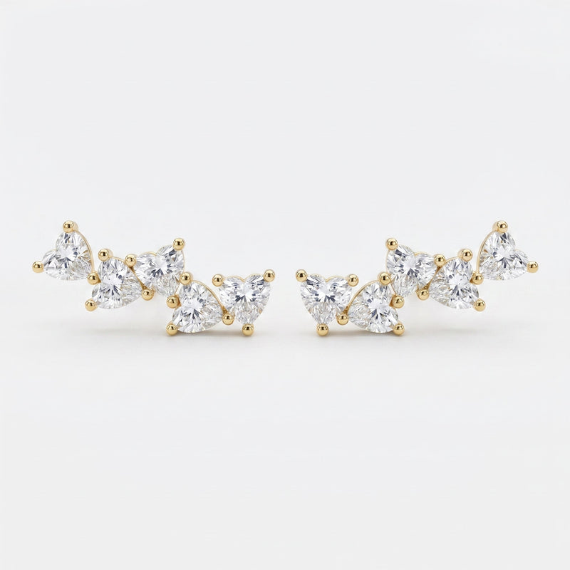 Heart Diamond Cluster Design Fashion Earrings, view 1