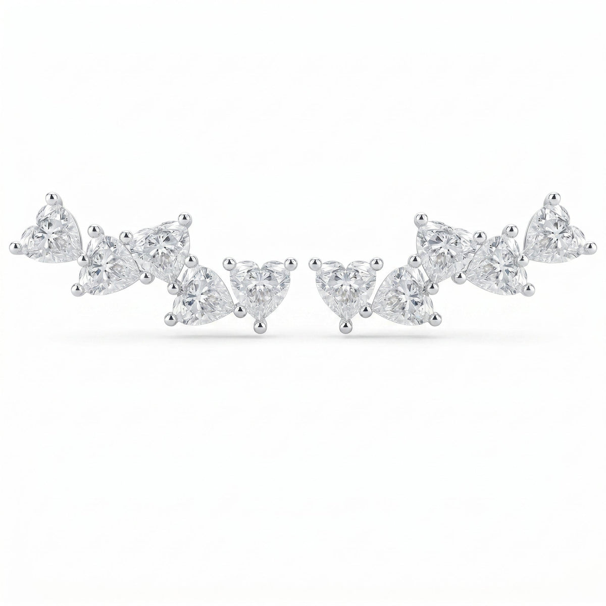 Heart Diamond Cluster Design Fashion Earrings, view 3