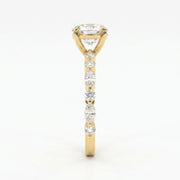 Elegant Round Prong Set Diamond Ring with Marquise Accents Side Stone Engagement Ring, view 4