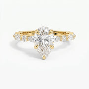 Elegant Pear Cut Diamond Side Stones Engagement Ring, view 1
