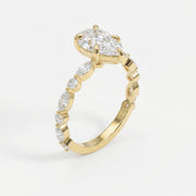 Elegant Pear Cut Diamond Side Stones Engagement Ring, view 3