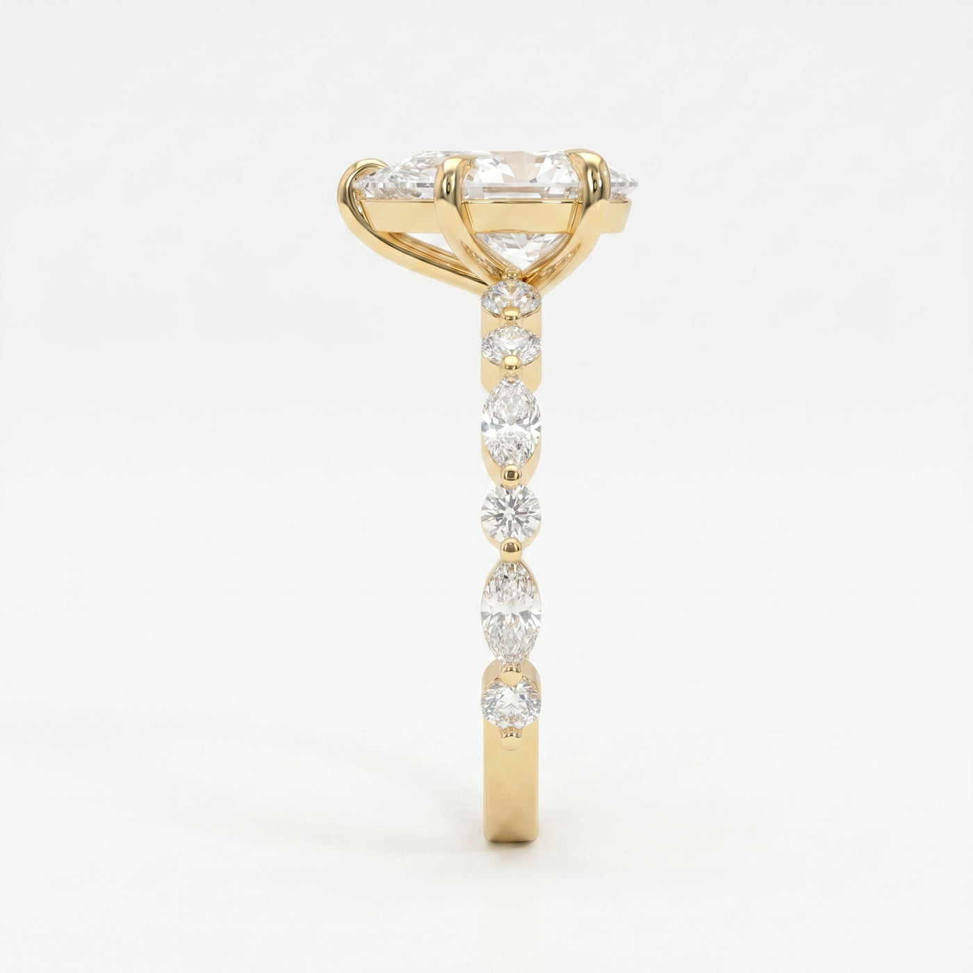Elegant Pear Cut Diamond Side Stones Engagement Ring, view 4