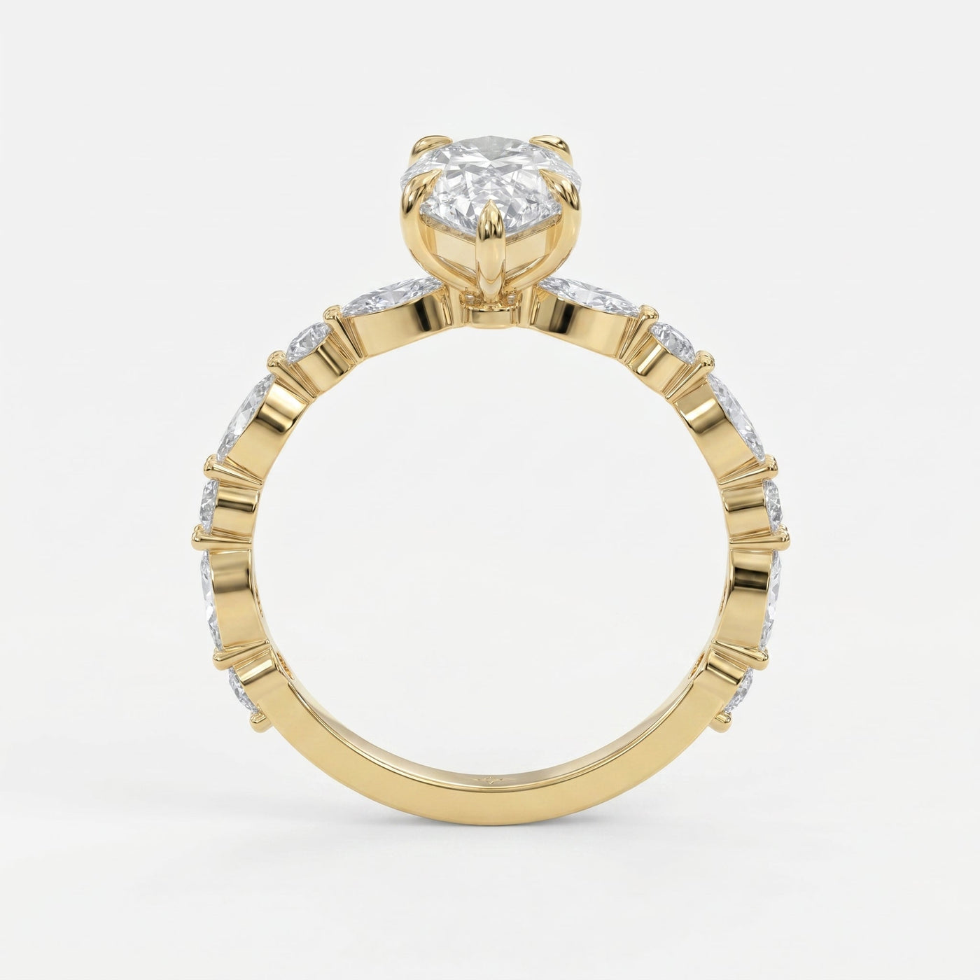Elegant Pear Cut Diamond Side Stones Engagement Ring, view 5