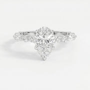 Elegant Pear Cut Diamond Side Stones Engagement Ring, view 6