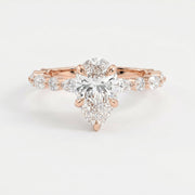 Elegant Pear Cut Diamond Side Stones Engagement Ring, view 7