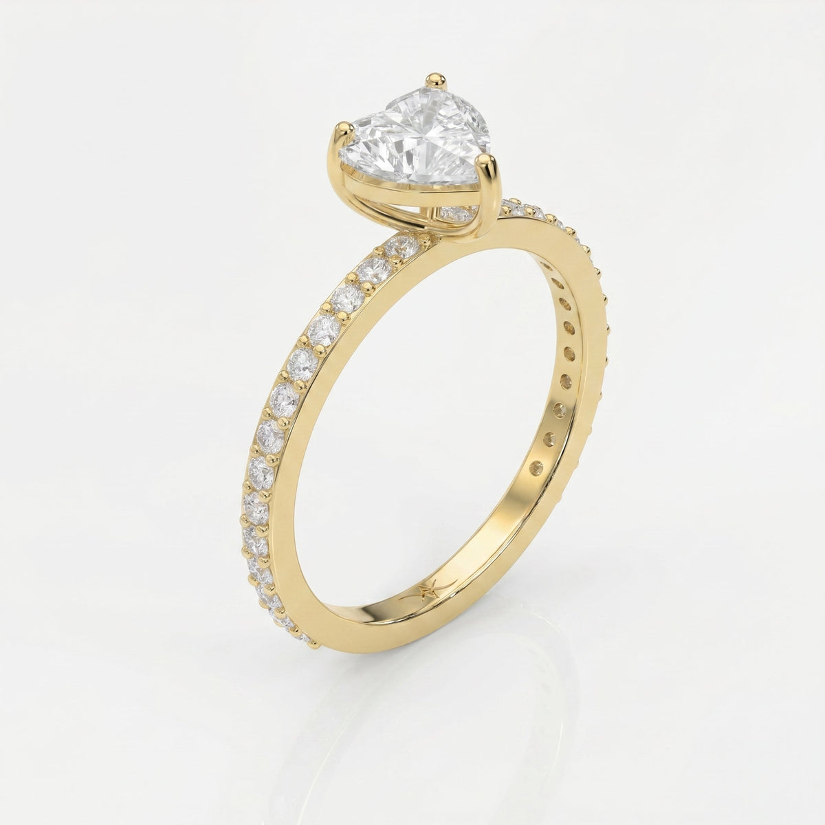 Heart Shape Diamond Side Stone Engagement Ring, view 5