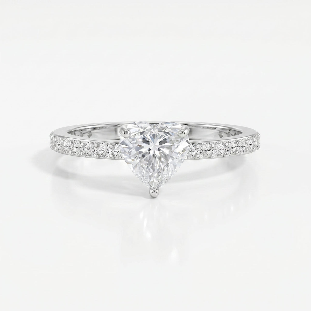 Heart Shape Diamond Side Stone Engagement Ring, view 3