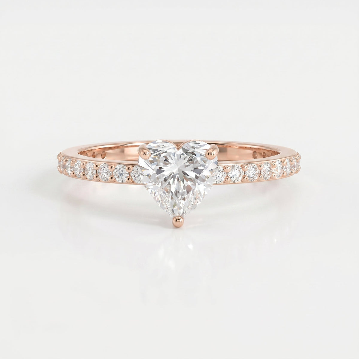 Heart Shape Diamond Side Stone Engagement Ring, view 4