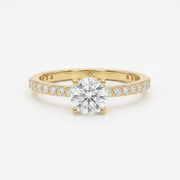Round cut Side Stone diamond Engagement ring, view 1