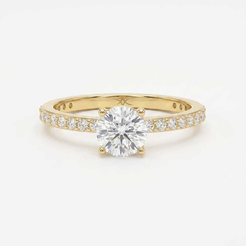 Round cut Side Stone diamond Engagement ring, view 1