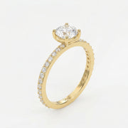 Round cut Side Stone diamond Engagement ring, view 3
