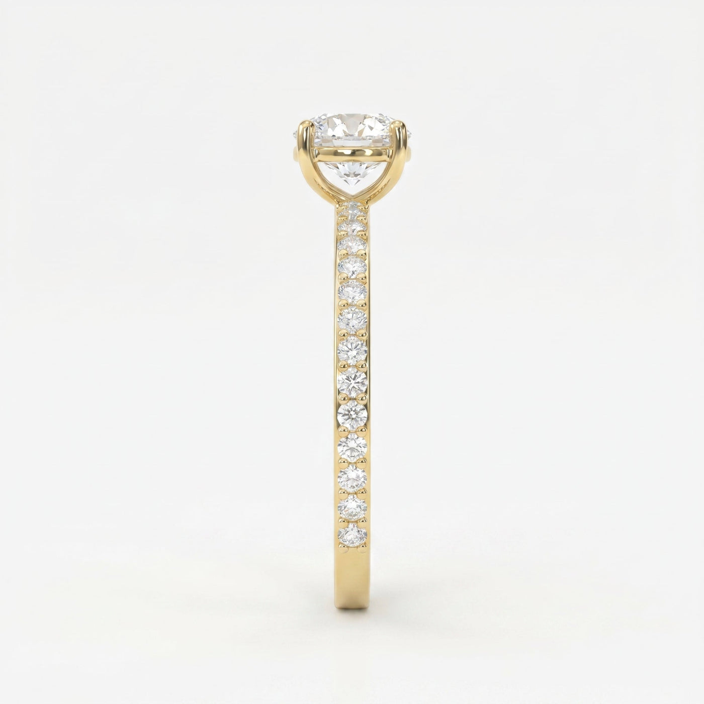 Round cut Side Stone diamond Engagement ring, view 5