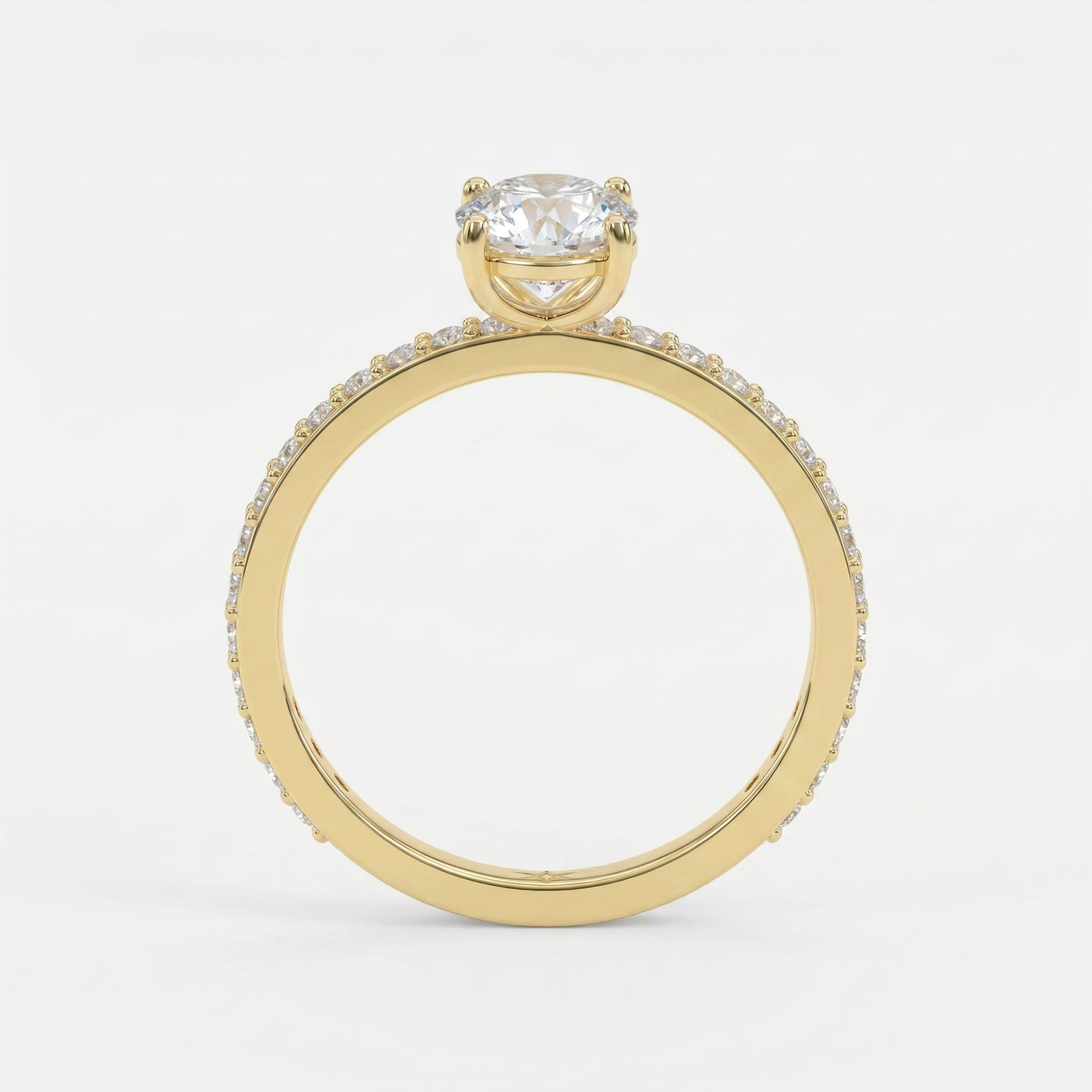 Round cut Side Stone diamond Engagement ring, view 4
